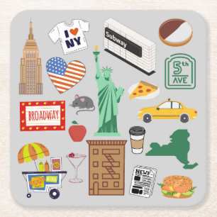 Porta-copo De Papel Quadrado Símbolos da Cidade de Nova York