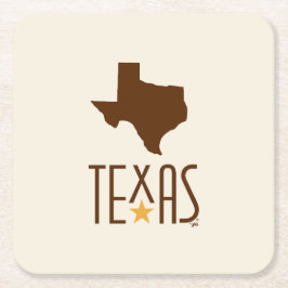 Porta-copo De Papel Quadrado Símbolos do Texas, Estado do Texas, marrom