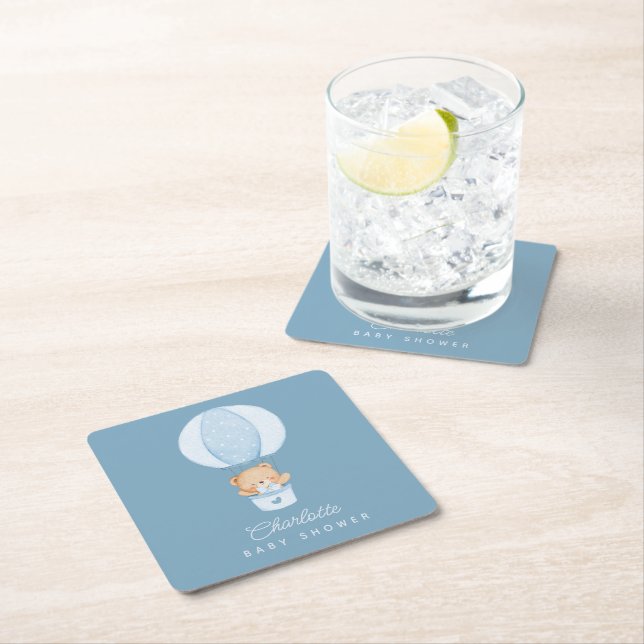 Porta-copo De Papel Quadrado Simple Teddy Bear Blue Balloon (Insitu)