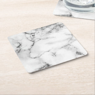 Porta-copo De Papel Quadrado Simples e elegante adicionar seu nome marble stone