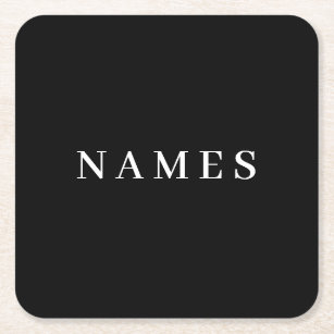 Porta-copo De Papel Quadrado Simples Preto Personalizado Adicionar Seu Nome Ele