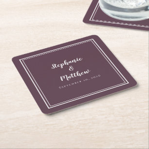 Porta-copo De Papel Quadrado Simples Roxo Melancólico Casamento Moderno Minimal