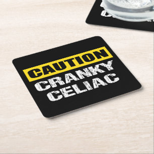 Porta-copo De Papel Quadrado Sinal de Aviso de Celiac Engraçado de Causa