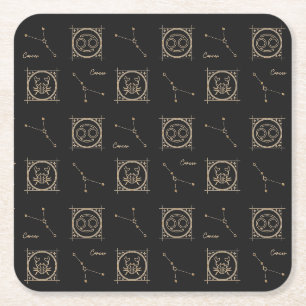 Porta-copo De Papel Quadrado Sinal de Estrela de Astrologia do Cancer Zodioco P