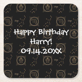 Porta-copo De Papel Quadrado Sinal de Estrela de Astrologia do Vírus Zodiac Pre