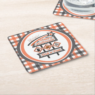 Porta-copo De Papel Quadrado Sinal de Halloween Vintage Retro – Placa de Truque