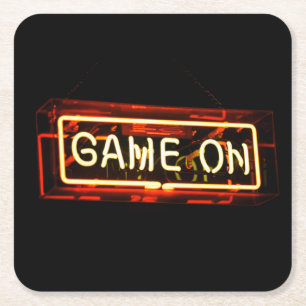 Porta-copo De Papel Quadrado Sinal Neon Game On Esportes Jogos Gamer