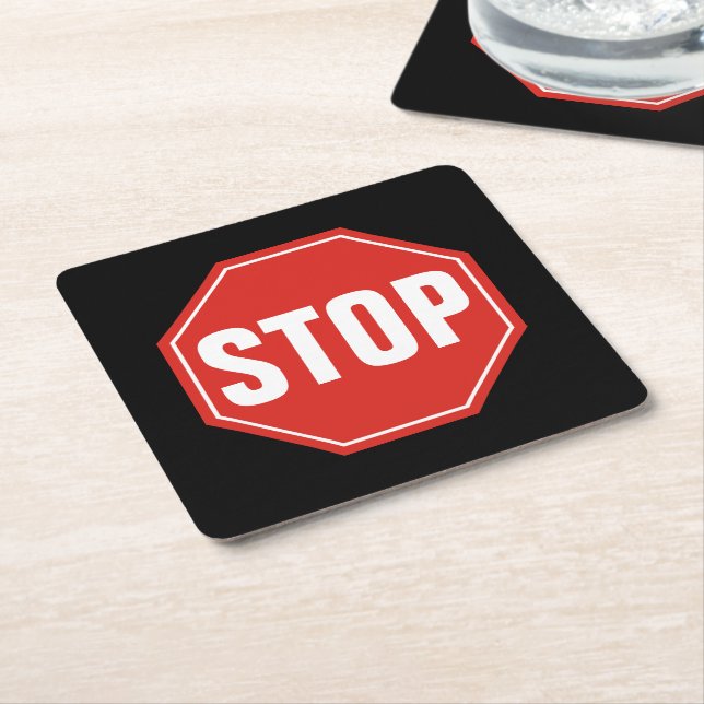 Porta-copo De Papel Quadrado Sinal STOP (Inclinado)
