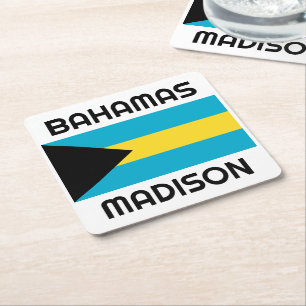 Porta-copo De Papel Quadrado Sinalizador Bahamas de Nome Personalizado