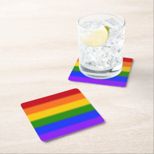 Porta-copo De Papel Quadrado Sinalizador de Orgulho gay do Rainbow