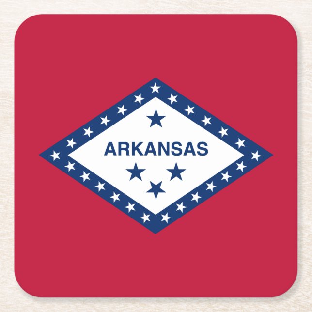 Porta-copo De Papel Quadrado Sinalizador do Estado do Arkansas (Frente)