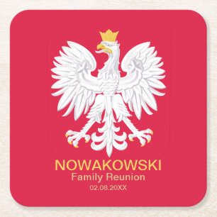 Porta-copo De Papel Quadrado Sindicato da Polônia 🦅 Polski Polônia Crest