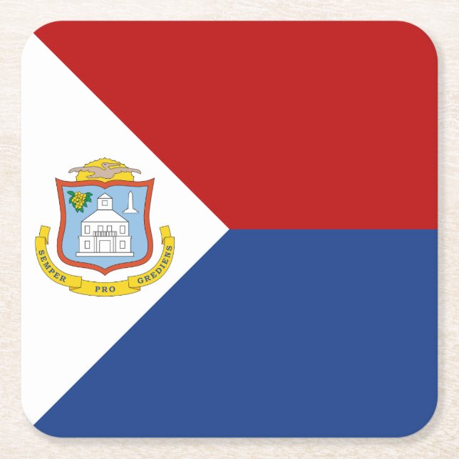 Porta-copo De Papel Quadrado Sint Maarten Flag (Frente)
