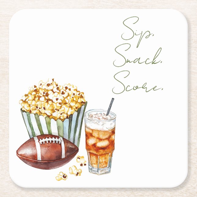Porta-copo De Papel Quadrado Sip Snack Gameday (Frente)