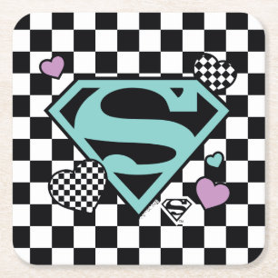 Porta-copo De Papel Quadrado Skater Girl Supergirl Hearts-Shield