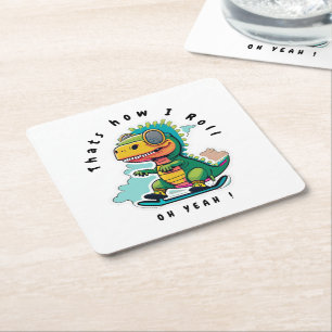 Porta-copo De Papel Quadrado Skating do Dinossauro do Bebê É assim que eu rol