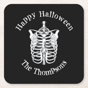 Porta-copo De Papel Quadrado Skeleton X-Ray Halloween