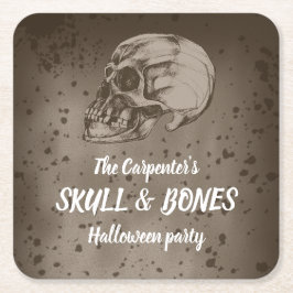 Porta-copo De Papel Quadrado Skull & Bones Halloween