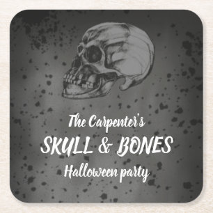 Porta-copo De Papel Quadrado Skull & Bones Halloween