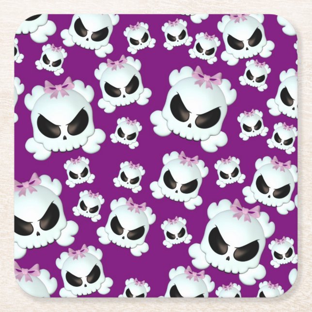 Porta-copo De Papel Quadrado Skullz feminino (Frente)