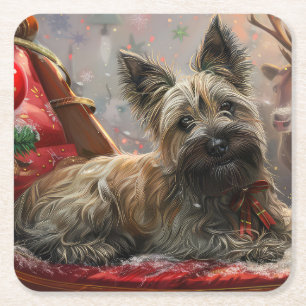 Porta-copo De Papel Quadrado Skye Terrier Cachorro Natal Festivo