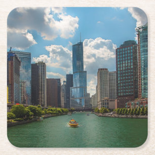 Porta-copo De Papel Quadrado Skyline Chicago