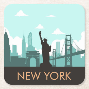 Porta-copo De Papel Quadrado Skyline Creative New York