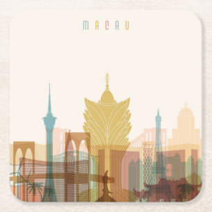Porta-copo De Papel Quadrado Skyline da cidade de Macau, China