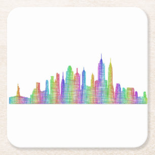 Porta-copo De Papel Quadrado Skyline da Nova Iorque