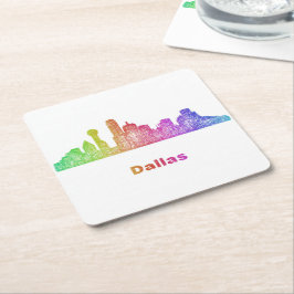 Porta-copo De Papel Quadrado Skyline de Dallas do arco-íris