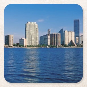 Porta-copo De Papel Quadrado Skyline de Miami, Florida