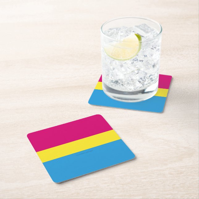 Porta-copo De Papel Quadrado SlipperyJoe sinalizador de orgulho pansexual cor-d (Insitu)