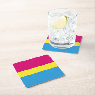 Porta-copo De Papel Quadrado SlipperyJoe's, a bandeira do orgulho pansexual do