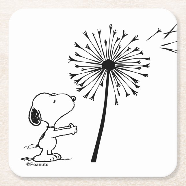 Porta-copo De Papel Quadrado Snoopy Com Dandelion (Frente)