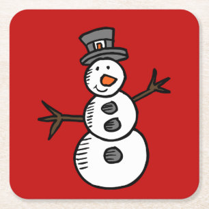 Porta-copo De Papel Quadrado Snowman