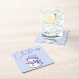 Porta-copo De Papel Quadrado Snowman Christmas Coaster