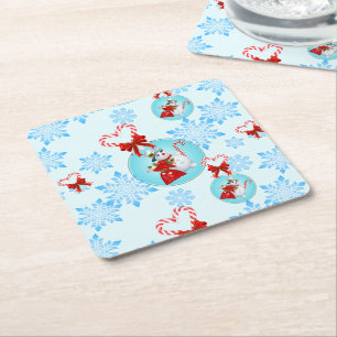 Porta-copo De Papel Quadrado Snowman de Natal e Gentil Flocos de Neve