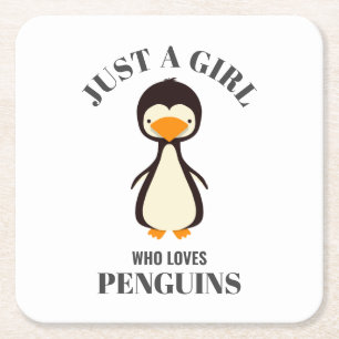 Porta-copo De Papel Quadrado Só uma garota que ama Pinguins