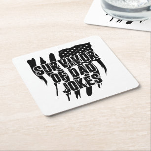 Porta-copo De Papel Quadrado Sobrevivência De Piadas Pais Vintage Bandeira Nos 