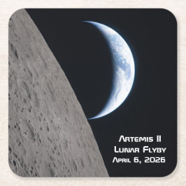 Porta-copo De Papel Quadrado Sobrevoo Lunar Artemis II