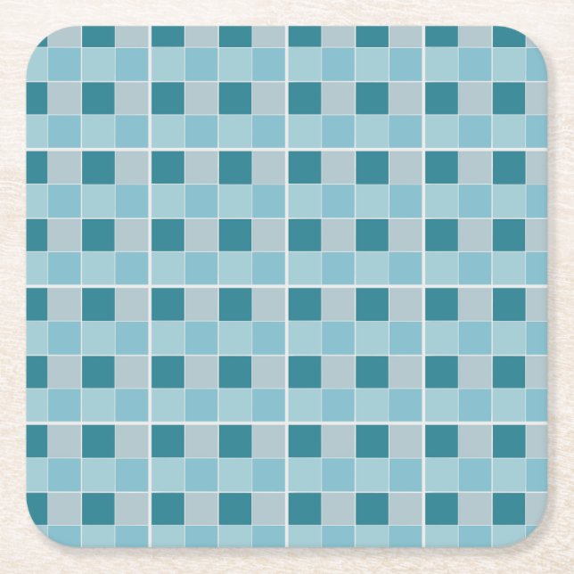 Porta-copo De Papel Quadrado Soft Teal Checkerboard Notebook Modern Geometric (Frente)