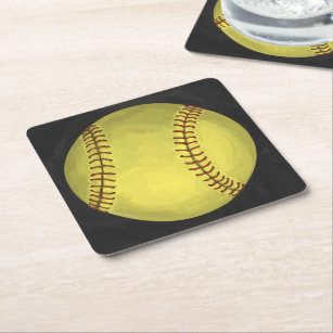 Porta-copo De Papel Quadrado Softball Art Pintado