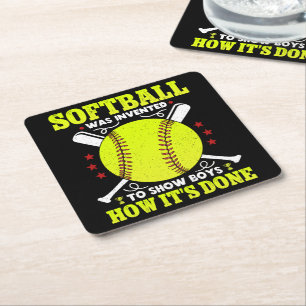 Porta-copo De Papel Quadrado Softball foi inventado para mostrar a meninos como