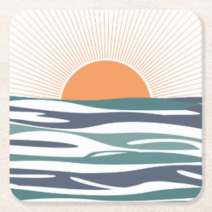 Porta-copo De Papel Quadrado Sol nascido pelo mar
