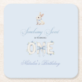 Porta-copo De Papel Quadrado Somebunny Sweet 1st Birthday Spring Floral Invitat