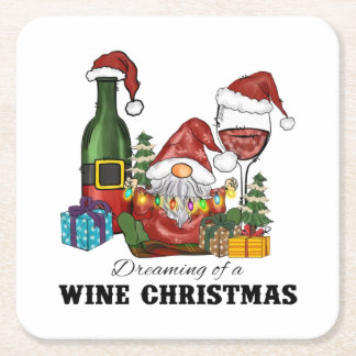 Porta-copo De Papel Quadrado Sonhando com um Natal de vinho