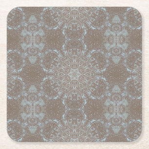 Porta-copo De Papel Quadrado Sonho de Neve Fractal Azul Icy