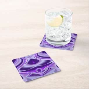 Porta-copo De Papel Quadrado Sonhos de Arco-Íris de Flor Roxo