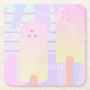 Porta-copo De Papel Quadrado Sorvete bonito Pastel Summer Ombré