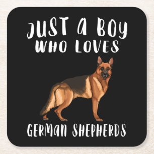 Porta-copo De Papel Quadrado Sou Apenas Um Menino Que Ama German shepherd